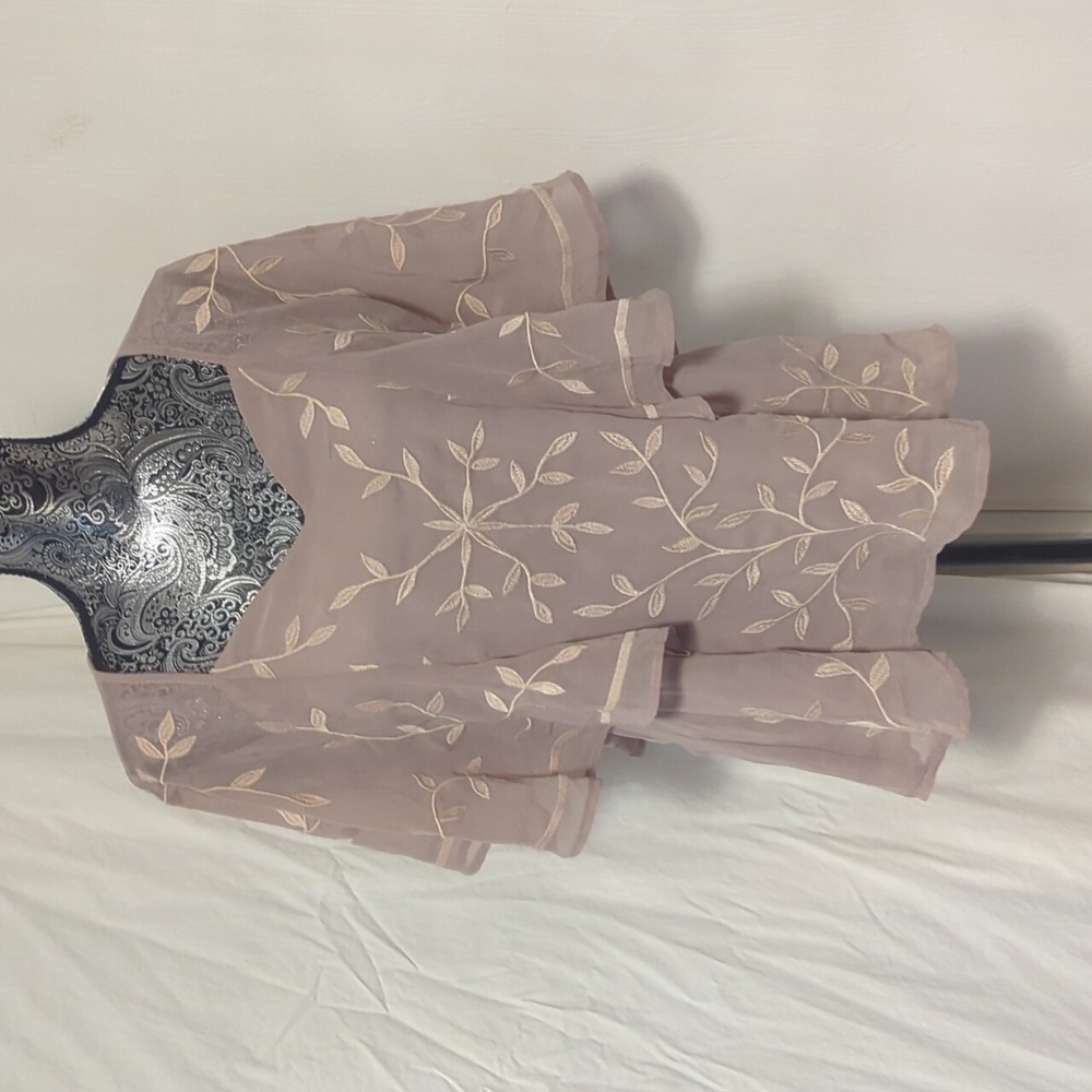 ✨5/$25✨ NWT BKE Boutique embroidered chiffon blouse - Picture 3 of 10
